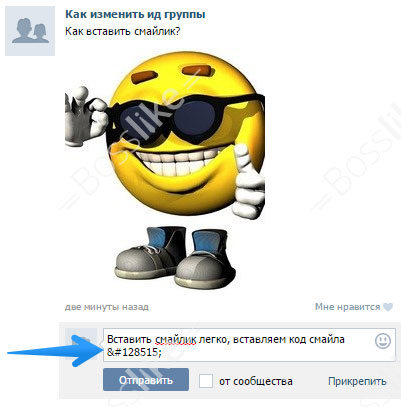 Как вставить смайл Вконтакте